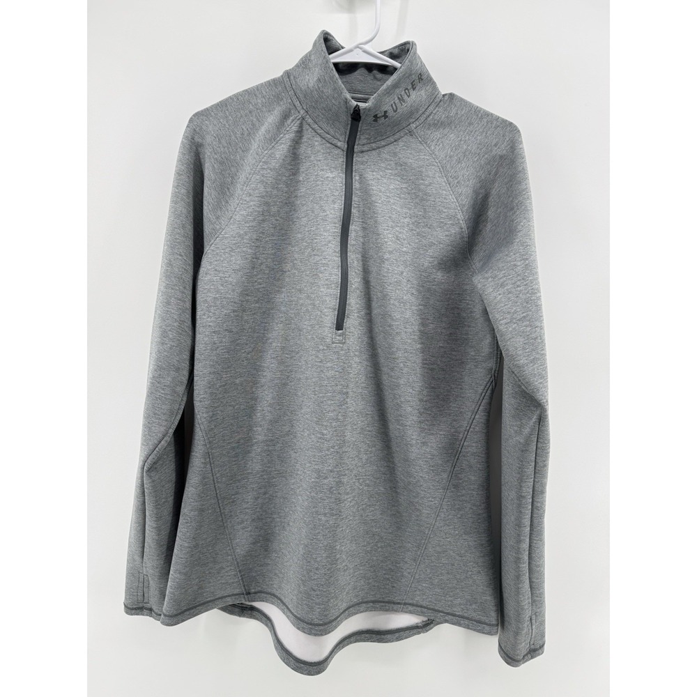 Under Armour Sweatshirt Women's Large Fitted 1/2 Zip Gray Long Sleeve Coldgear